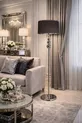 Lampadaire en métal chromé Milano Sphere - Marron avec bande chromée