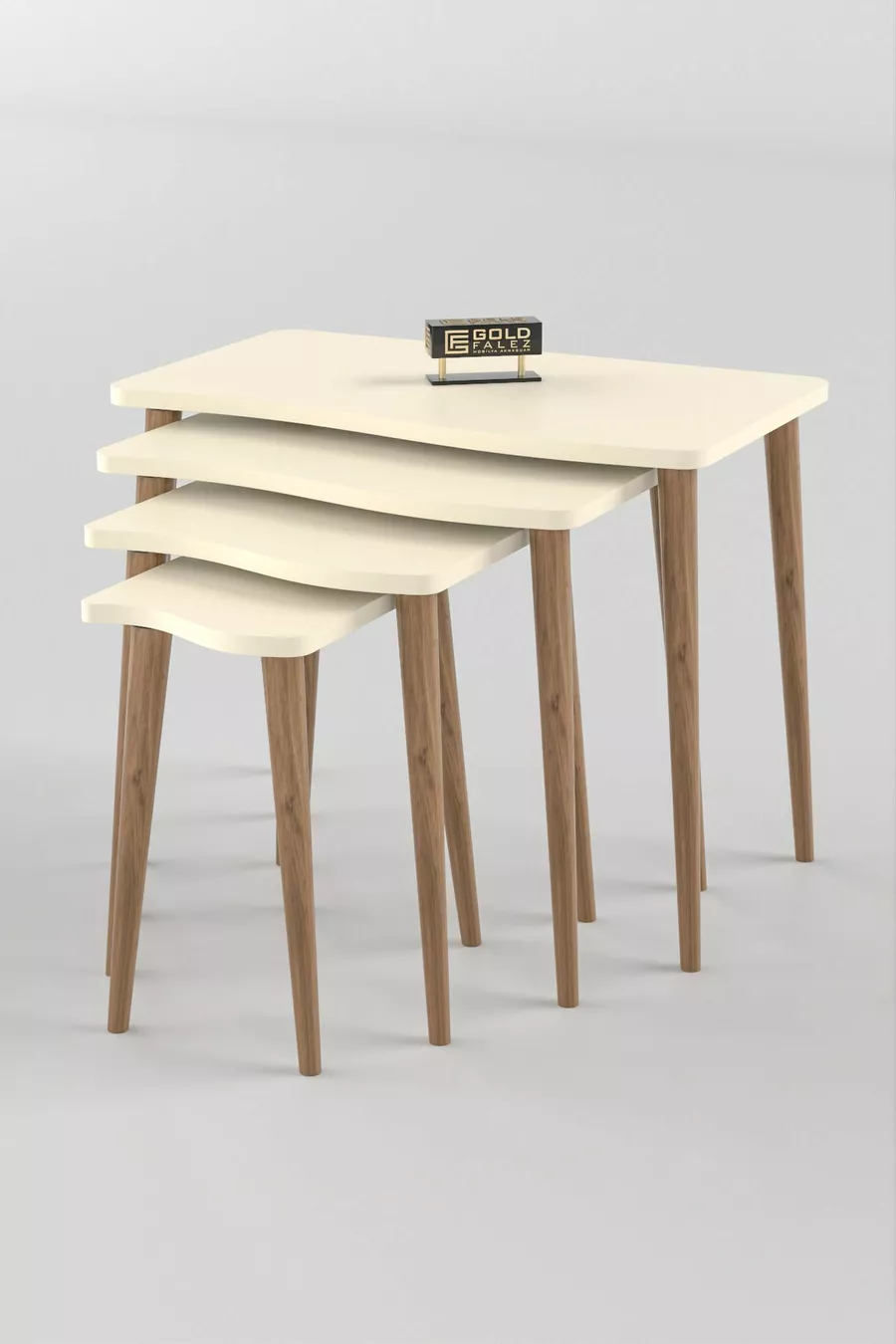 Table d'appoint en bois 4 pièces Crème Kr