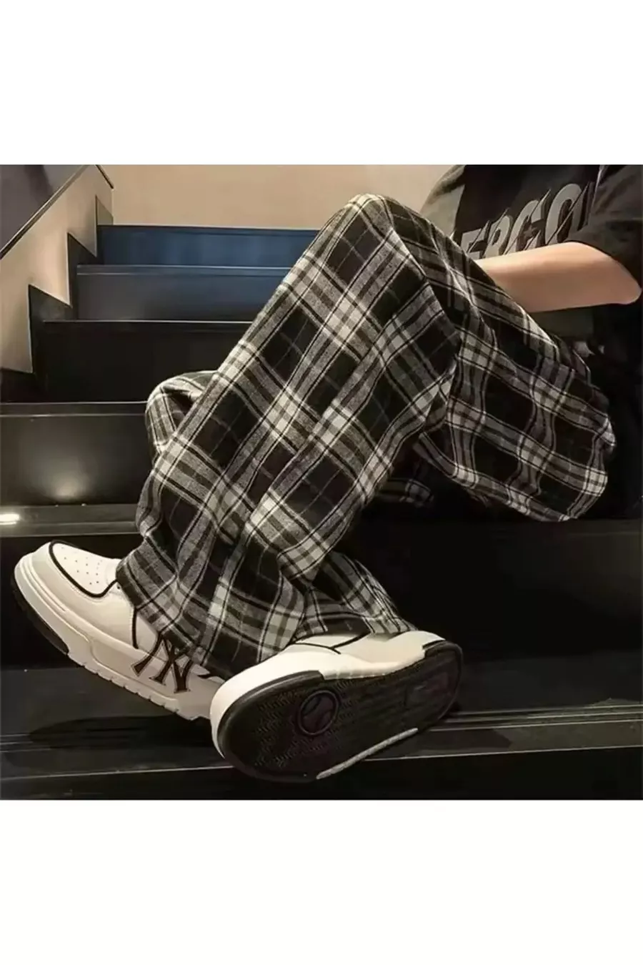 Bas de pyjama/survêtement unisexe confortable à motif à carreaux