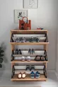 Placard à chaussures à abattant avec étagère coulissante, placard à chaussures à 3 compartiments, Merle Pin