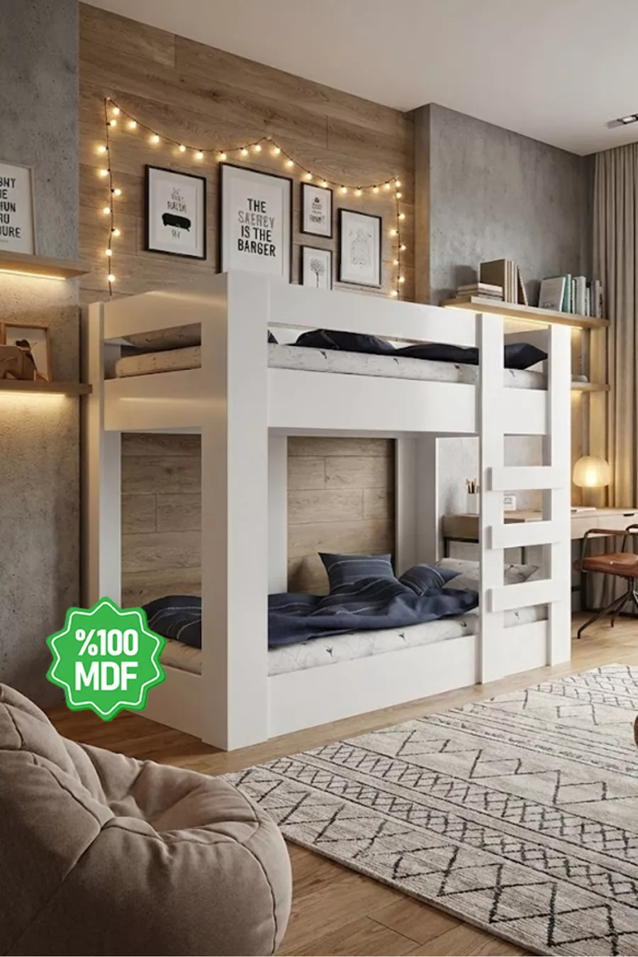 Lit superposé MDF pour jeunes  compatible avec matelas