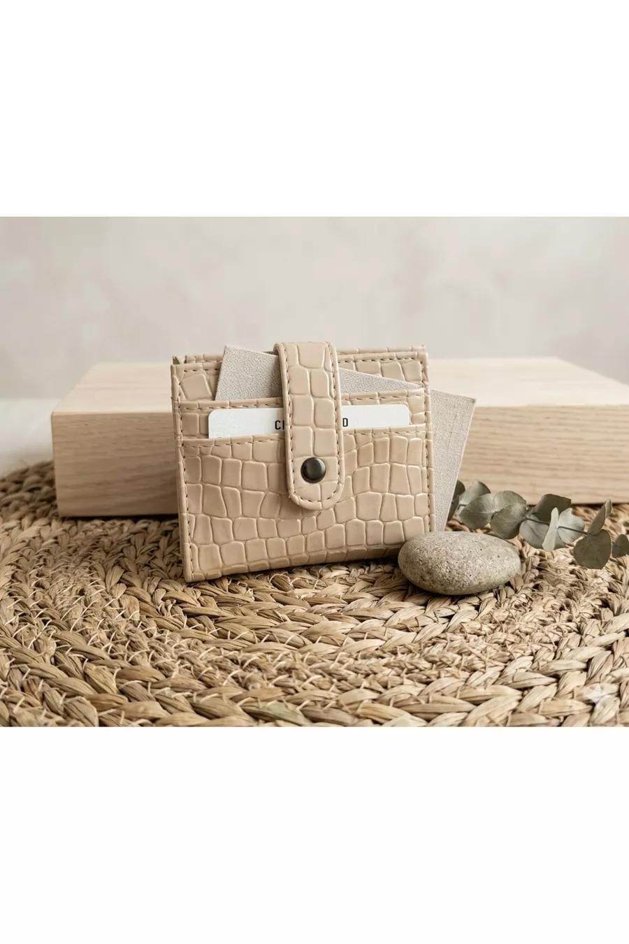 Portefeuille et porte-cartes pour femme à motif crocodile verni