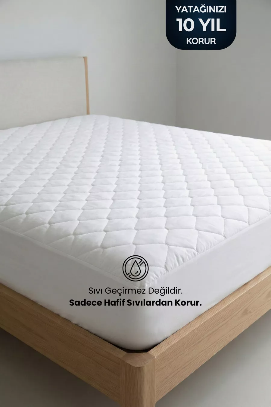 Protège-matelas en coton matelassé avec bord complet, blanc