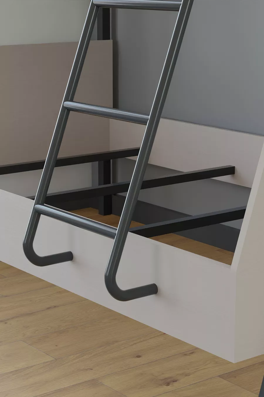 Lits superposés pour jeunes avec pieds en métal Cardi pour chambre d'enfant