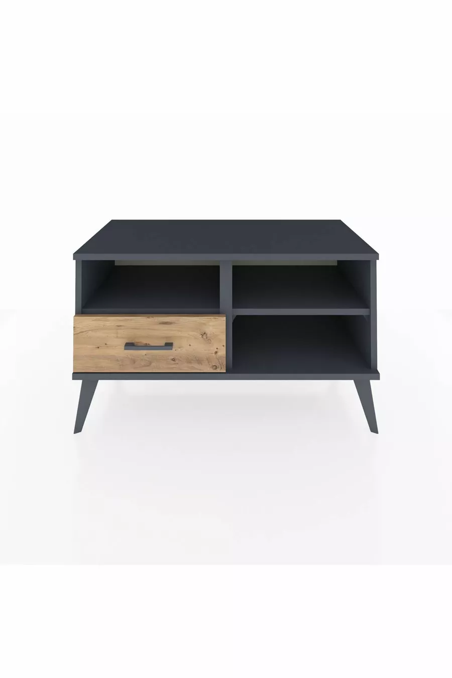 Commode Hyperion 2 étagères avec un tiroir Anthracite-Anthracite/Merisiers