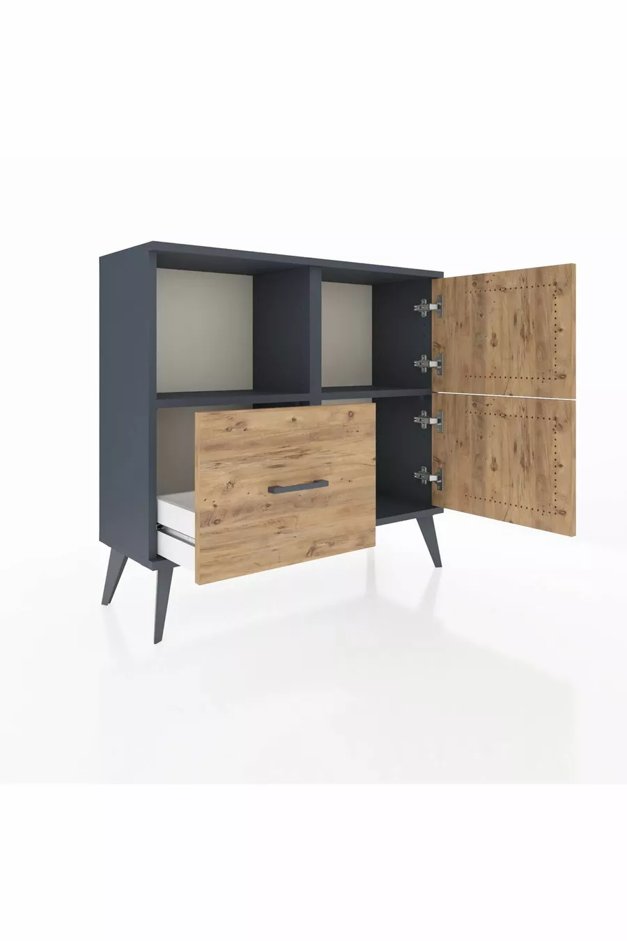 Commode Arges 2 étagères, 1 tiroir, 2 portes, Anthracite-Pin