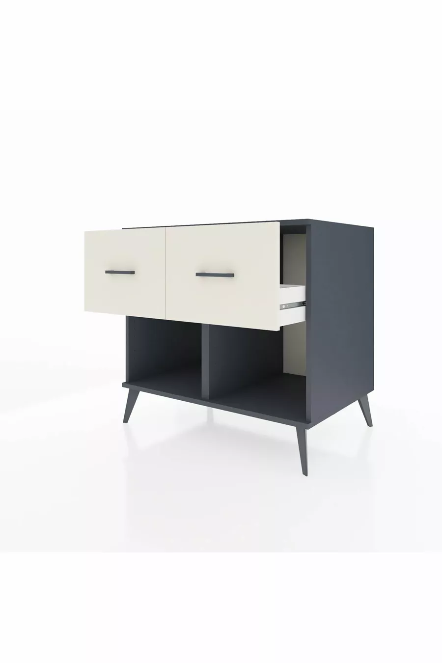 Commode Kronos 2 tiroirs Anthracite-Anthracite/Pierre de lune