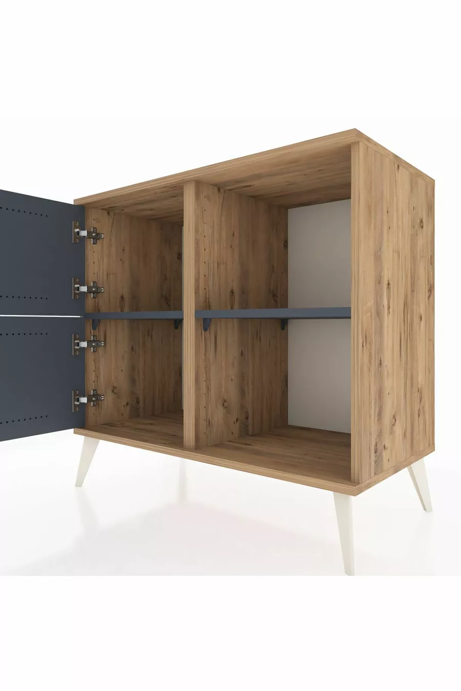 Commode Hyperion 2 étagères 2 portes Pin-Anthracite