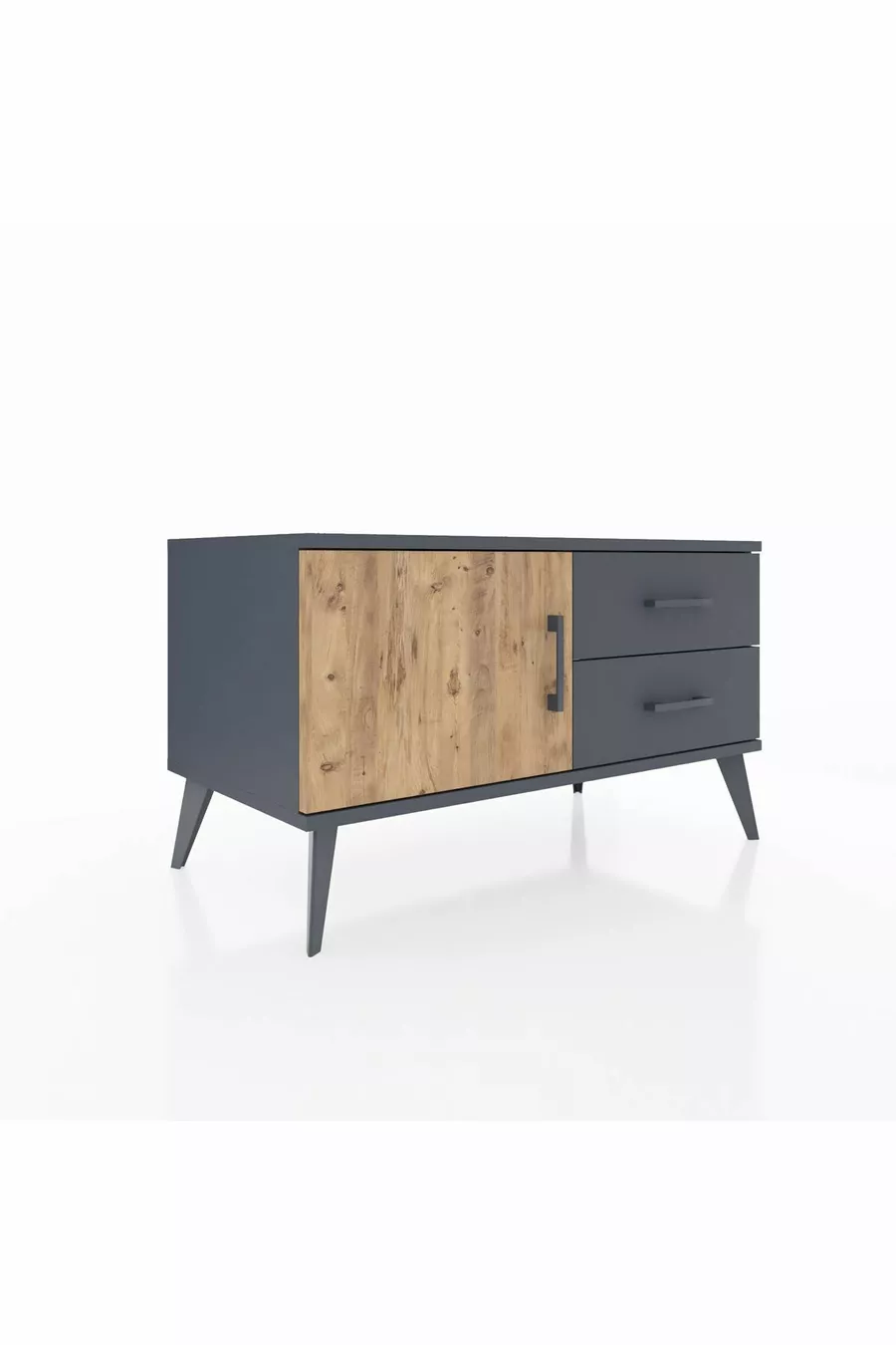Commode Hyperion à une étagère, 2 tiroirs et une porte, Anthracite-Sapin/Anthracite