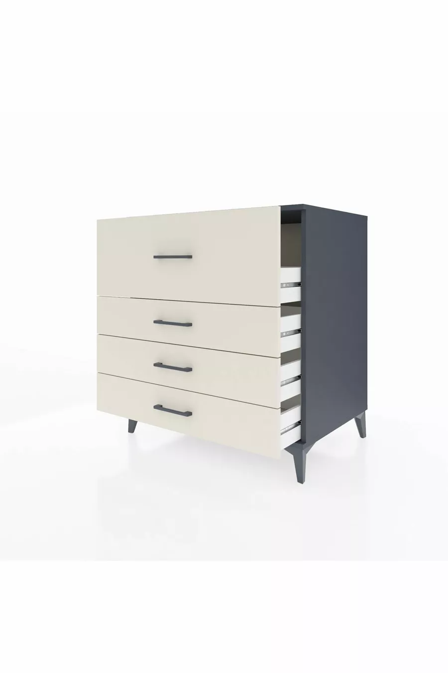 Commode Kronos 4 tiroirs Anthracite-Pierre de lune