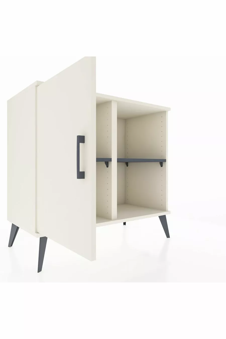 Commode Hyperion à 2 étagères avec une porte en pierre de lune / anthracite