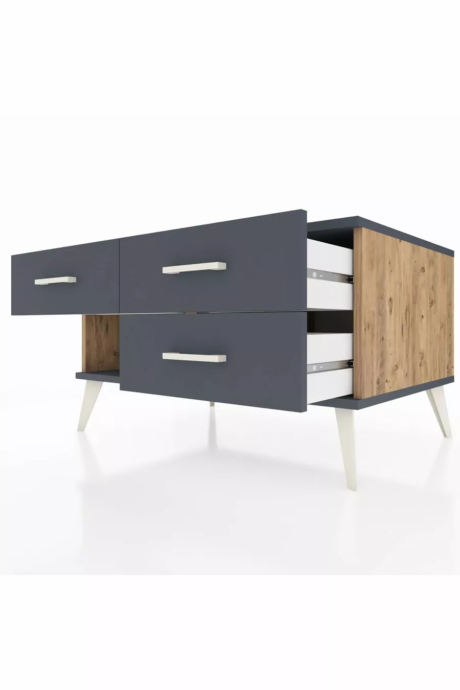Commode Kronos à 3 tiroirs Pin-Anthracite