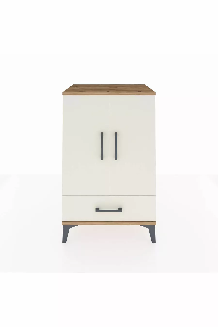 Commode Hyperion à 3 étagères, 1 tiroir et 2 portes, pin-gris