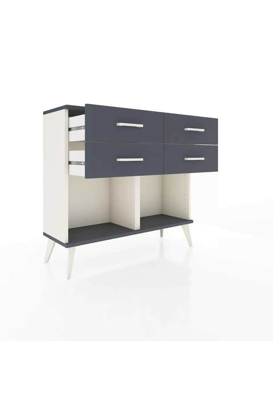 Commode Arges 4 tiroirs Pierre de lune-Anthracite