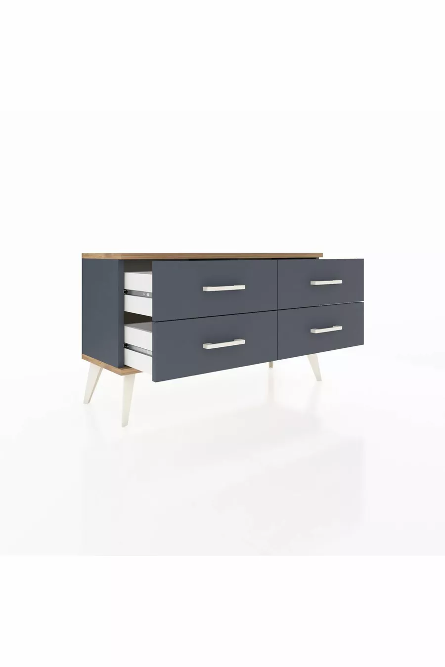 Commode Arges 4 étagères Anthracite-Sapin/Anthracite