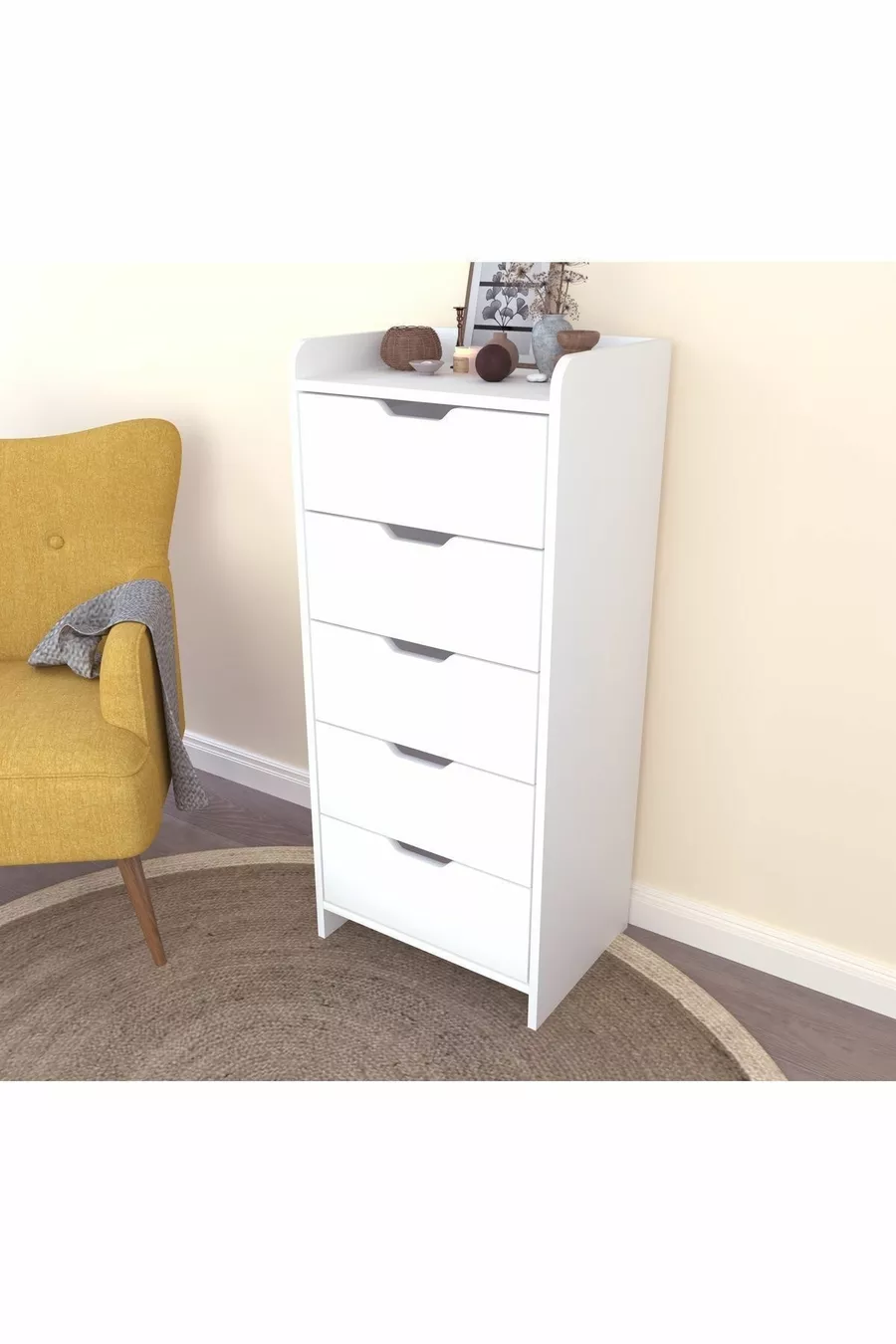 COMMODE BLANCHE LODOS À 5 TIROIRS