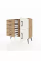 Commode Arges avec une seule étagère, 4 tiroirs et 2 portes, Pin-Pierre d'argile/Pin