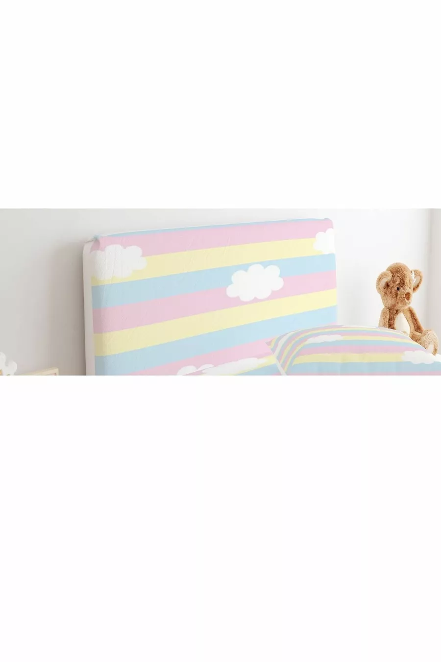 Housse de tête de lit à motif nuages sur fond rayé