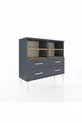 Commode Arges 4 étagères 4 tiroirs Anthracite-Sapin/Anthracite