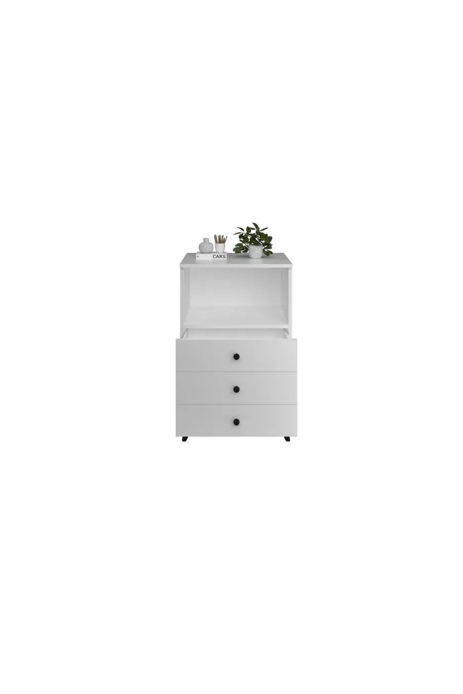 Commode simple à une étagère avec 3 tiroirs BLANC