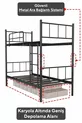 Lits superposés Tekno compatibles avec matelas, métal noir détachable
