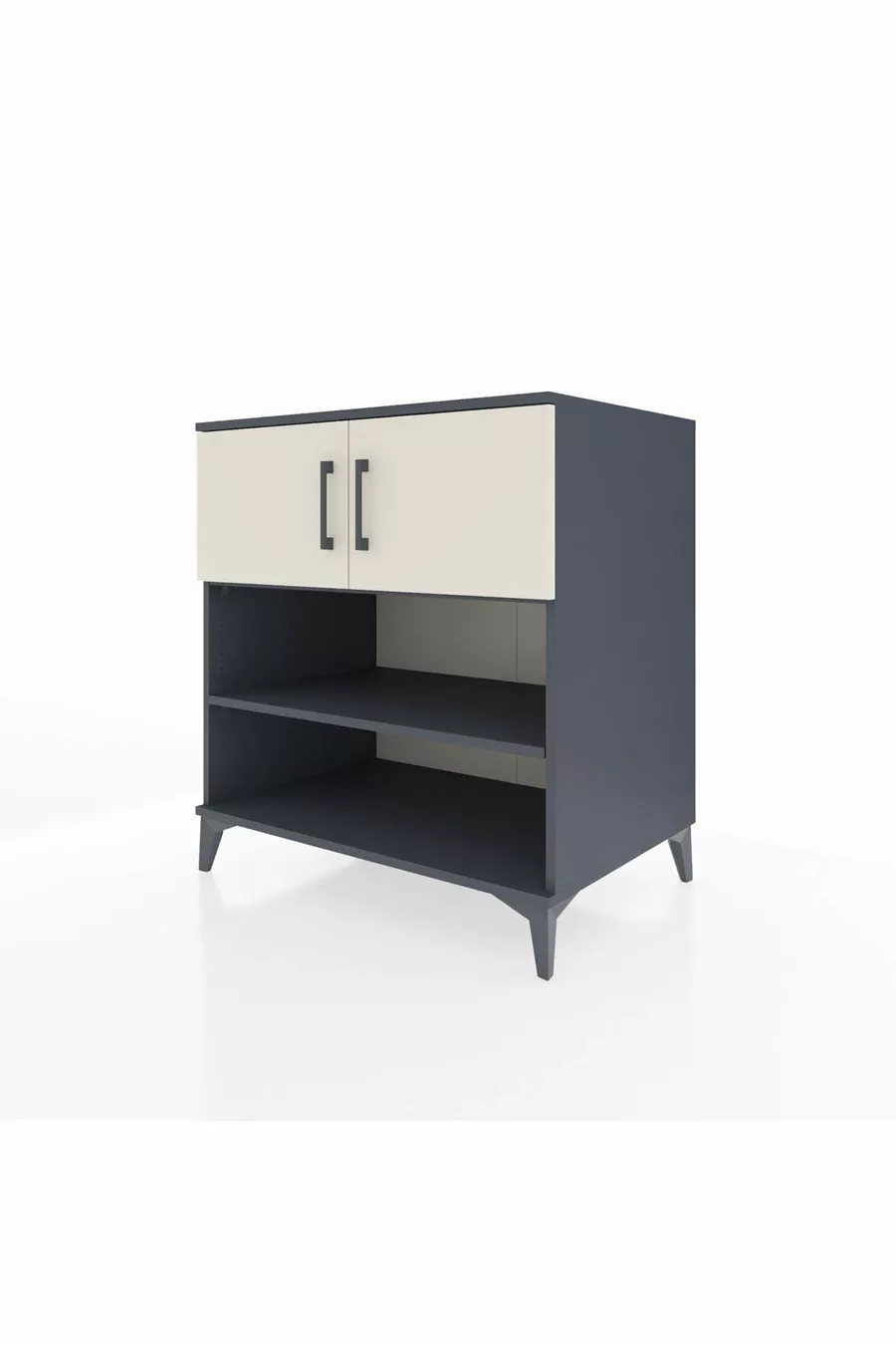 Commode Kronos 3 étagères 2 portes Anthracite-Pierre de lune