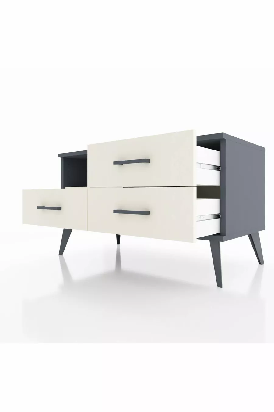 Commode Hyperion à une étagère et trois tiroirs Anthracite-Quartz