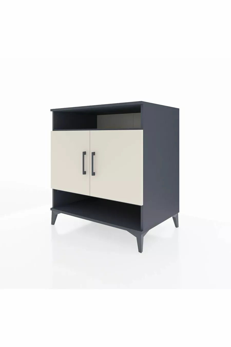 Commode Kronos 3 étagères 2 portes Anthracite-Pierre de lune
