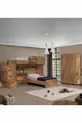 Lit superposé, Lit Aura avec bureau et armoire 3 portes, Noyer foncé