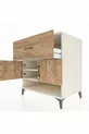 Commode Kronos avec 2 étagères, 1 tiroir et 2 portes, Pierre de Lune-Sapin