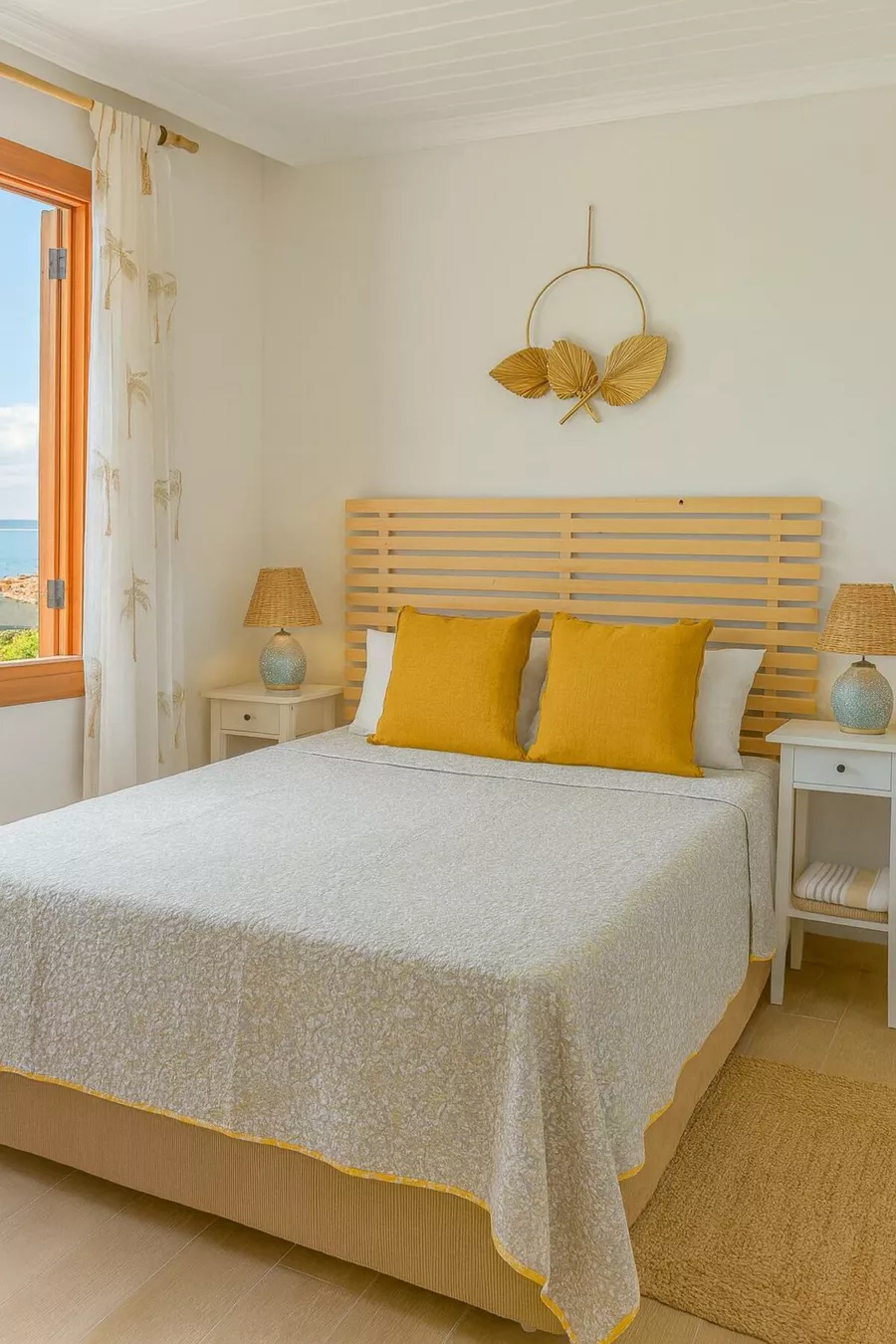 Tête de lit en bois avec 2 étagères, cm x cm, pin naturel