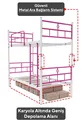 Lit superposé Koza Ranza compatible avec matelas, rose foncé, métal détachable
