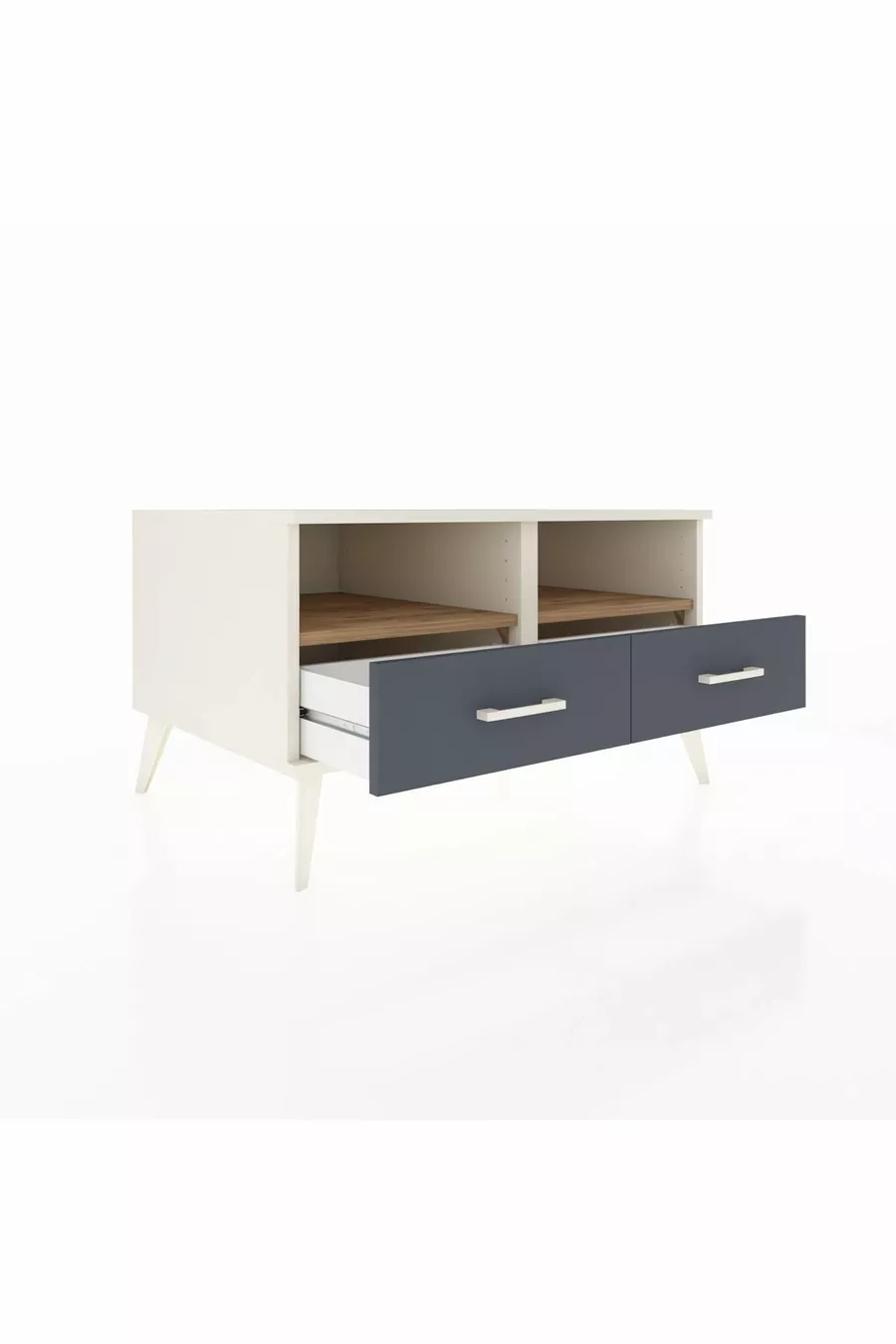 Commode Kronos avec 2 étagères et 2 tiroirs Ambre-Cèdre/Anthracite