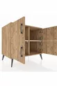 Commode Kronos à 2 étagères et 4 portes Pin-Pin/Marbre blanc