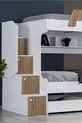 Lits superposés, Lit superposé pour enfants Inci avec lit gigogne en noyer, lot de 3 matelas confort