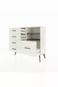 Commode Arges 2 étagères 5 tiroirs Nacré-Anthracite/Nacré