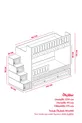 Lits superposés avec petit-fils Émeraude, support en acier, revêtement en membrane, 100% MDF