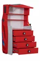 Chambre d'enfant - Lit avec rangements Merso - Armoire 3 portes Sport, Commode - Rouge