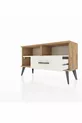 Commode Arges 2 étagères 1 tiroir Pin-Pierre de lune