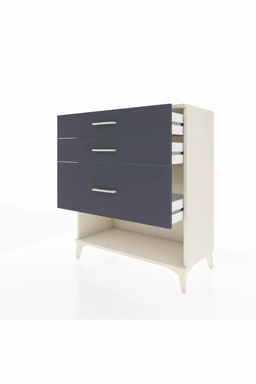 Commode Hyperion 3 tiroirs Pierre de lune-Anthracite
