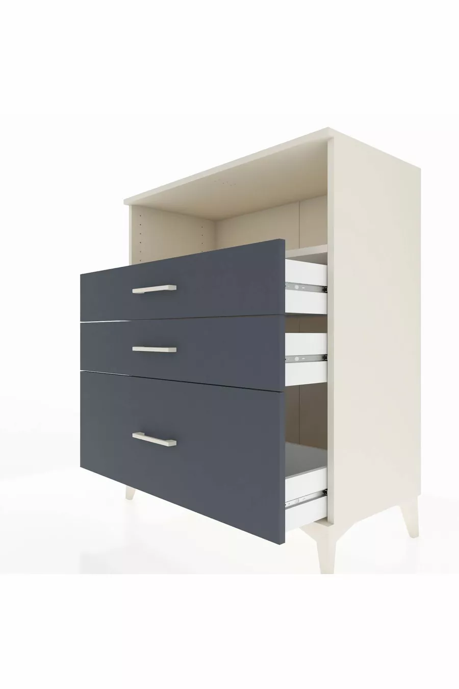 Commode Hyperion à une étagère et 3 tiroirs Aigue-marine-Anthracite