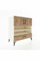 Commode Hyperion 4 étagères 1 tiroir 2 portes Pierre de lune-Épicéa