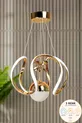 Suspension LED moderne en métal plaqué or modèle Peru pour salon, cuisine, salle à manger et chambre