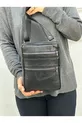 Sac bandoulière moyen en cuir véritable noir