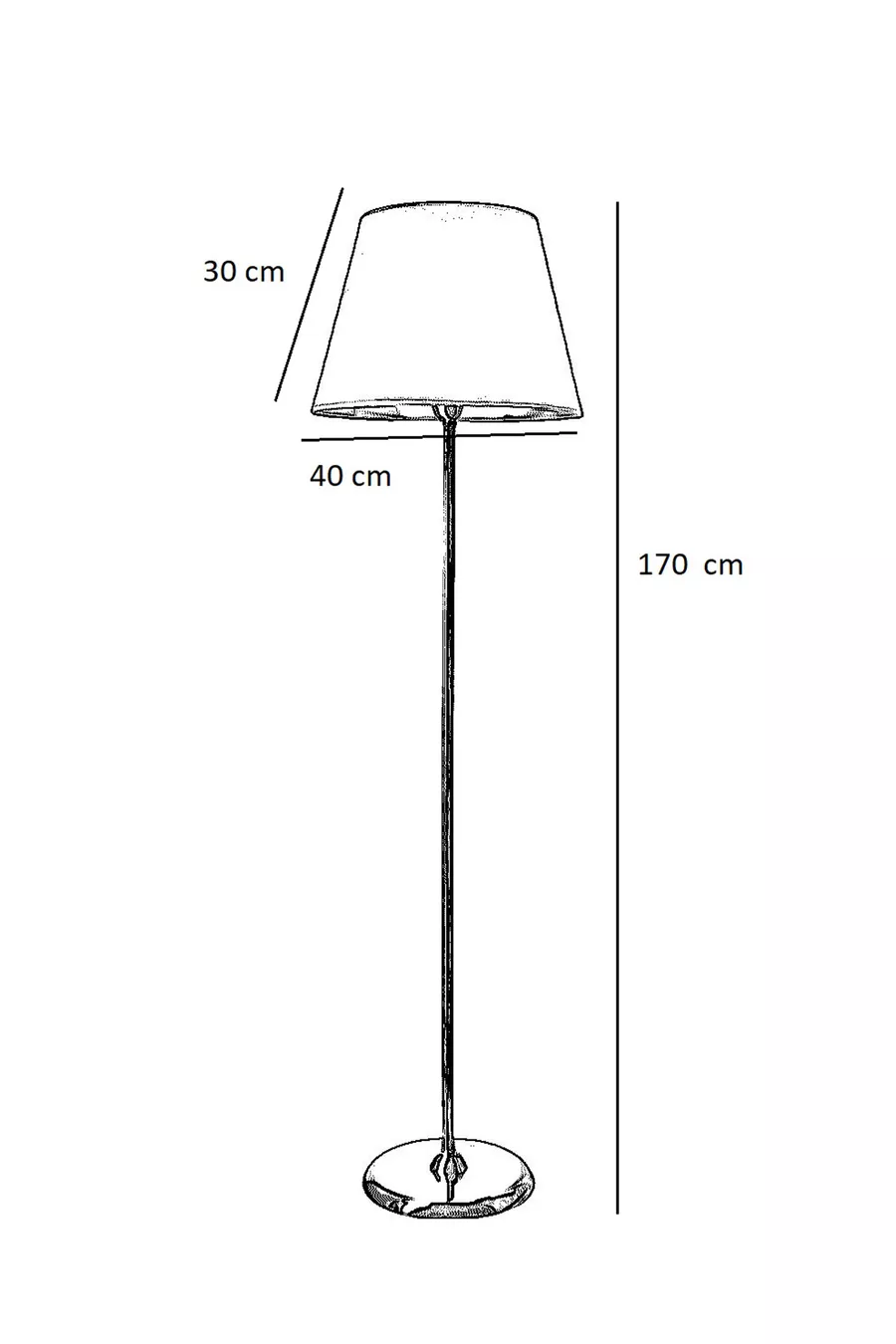 Lampadaire en métal à finition vieillie Rita - Bande crème et or