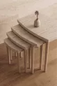 Ensemble de tables gigognes 4 pièces en MDF à motif travertin avec pieds en bois de charme, design moderne