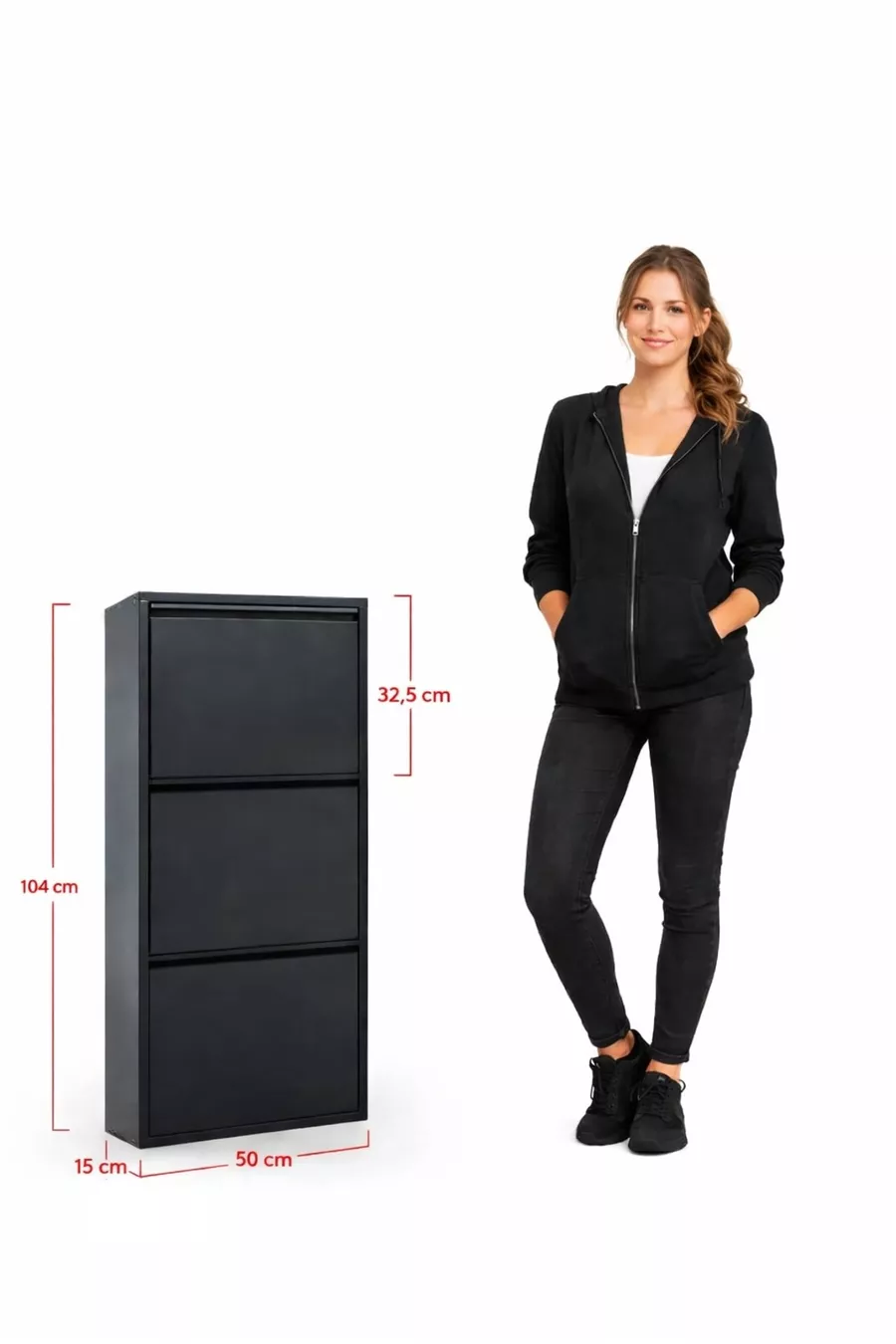 Porte-chaussures en métal verrouillable à 3 compartiments - Blanc - Ral 