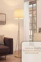 Lampadaire en métal à pied doré avec abat-jour crème Cora patiné pour salon, chambre à coucher & salle de séjour