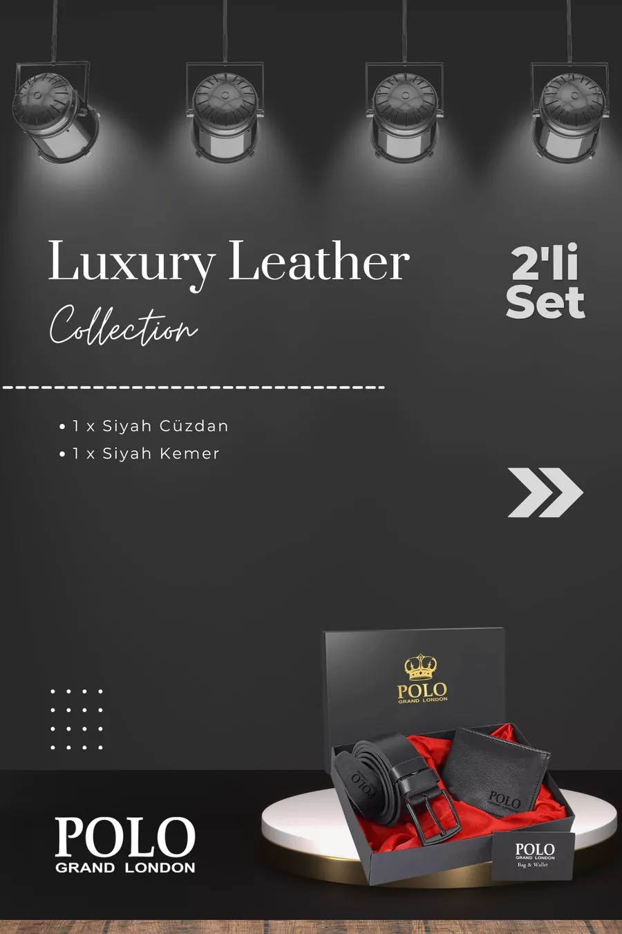 Orijinal Erkek Özel Hediye Kutulu 2'li Set Luxury Serisi Damat Hediyelik Şık Deri Kemer Cüzdan Seti