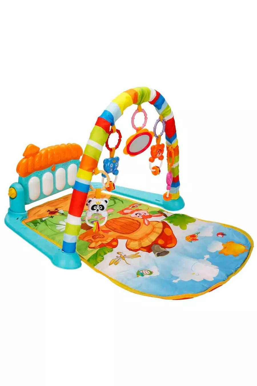tapis de jeu pour bébé avec piano, tapis d'activités, miroir pour nouveau-né, musical et lumineux
